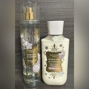 NEW Bath & Body Works Snowflakes & Cashmere Lotion 8oz and Mist Spray 8oz Set